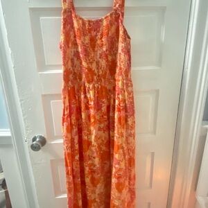 Floral Orange and Pink Maxi Dress